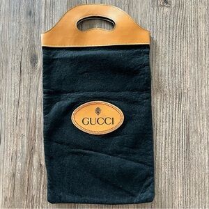 Rare 70’s Gucci Vintage Black Felt Tote Handbag Shopping Bag